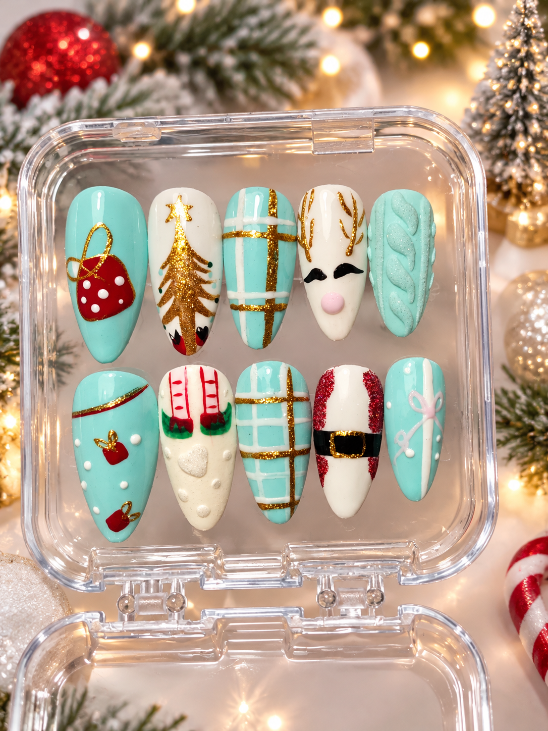 🎄 Christmas Wonderland – Χειροποίητα Press-On Nails